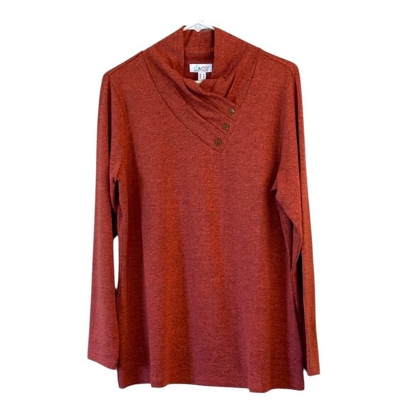 Denim & Company Women's Button Collar Sweater Orange Size M NWOT - Picture 1 of 5